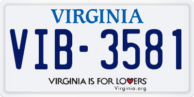 VA license plate VIB3581