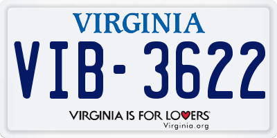 VA license plate VIB3622