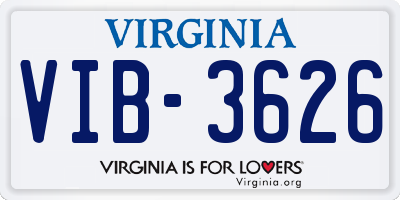 VA license plate VIB3626