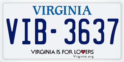 VA license plate VIB3637