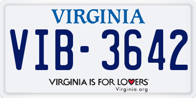 VA license plate VIB3642