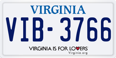 VA license plate VIB3766