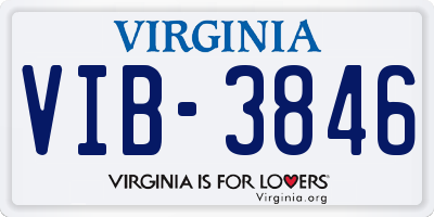 VA license plate VIB3846
