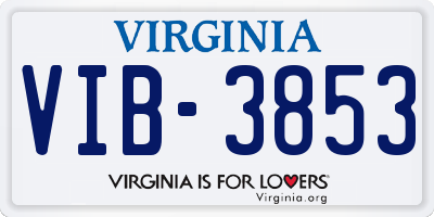 VA license plate VIB3853