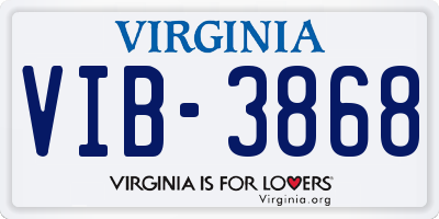 VA license plate VIB3868