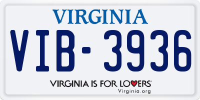 VA license plate VIB3936