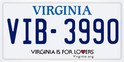 VA license plate VIB3990
