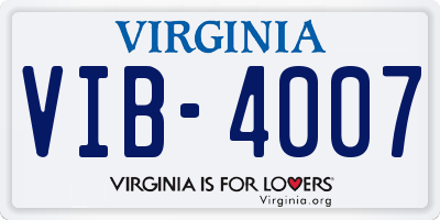 VA license plate VIB4007