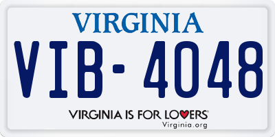 VA license plate VIB4048