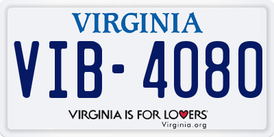 VA license plate VIB4080