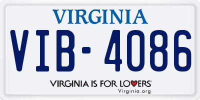 VA license plate VIB4086