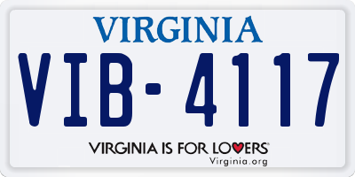 VA license plate VIB4117