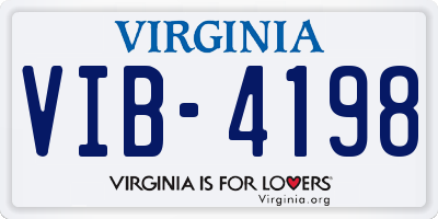 VA license plate VIB4198