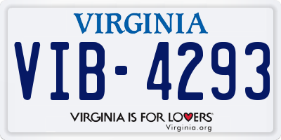 VA license plate VIB4293