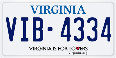 VA license plate VIB4334