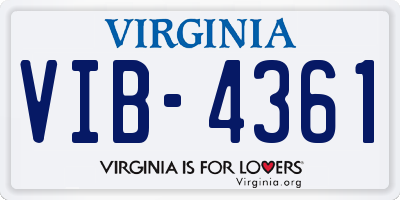VA license plate VIB4361