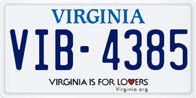VA license plate VIB4385