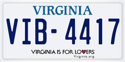 VA license plate VIB4417