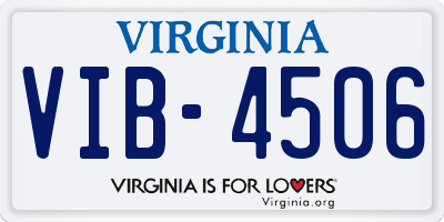 VA license plate VIB4506