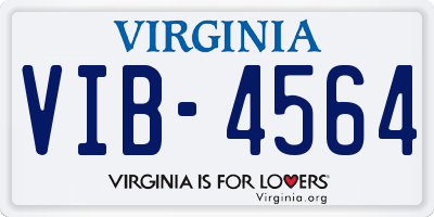 VA license plate VIB4564