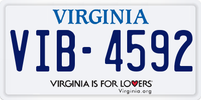 VA license plate VIB4592