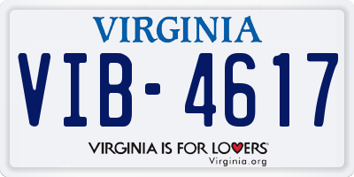 VA license plate VIB4617