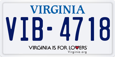 VA license plate VIB4718