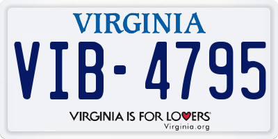VA license plate VIB4795
