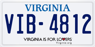 VA license plate VIB4812