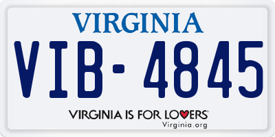 VA license plate VIB4845