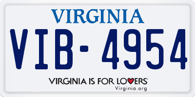 VA license plate VIB4954