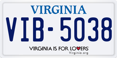 VA license plate VIB5038