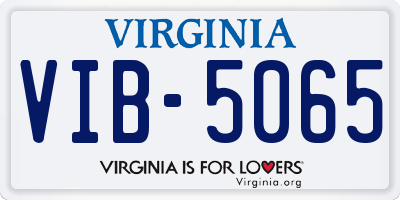 VA license plate VIB5065