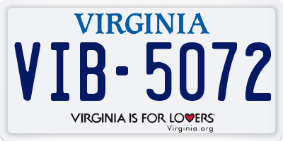 VA license plate VIB5072