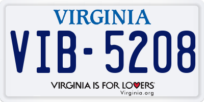 VA license plate VIB5208
