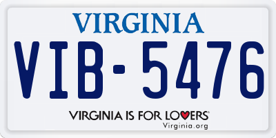 VA license plate VIB5476