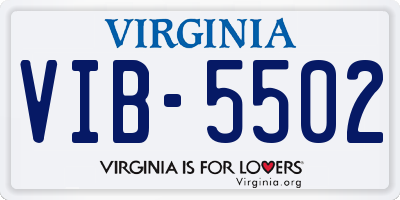 VA license plate VIB5502