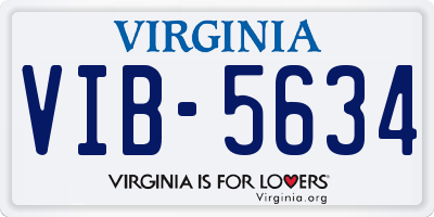 VA license plate VIB5634