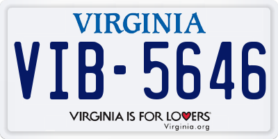 VA license plate VIB5646