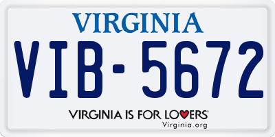 VA license plate VIB5672