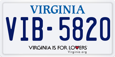 VA license plate VIB5820