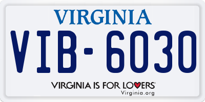 VA license plate VIB6030