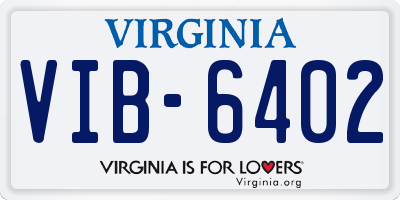 VA license plate VIB6402