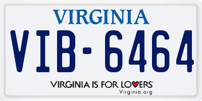 VA license plate VIB6464