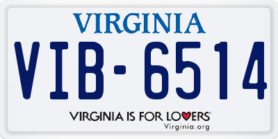 VA license plate VIB6514