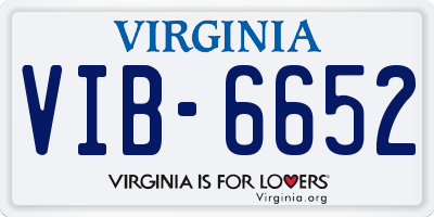 VA license plate VIB6652
