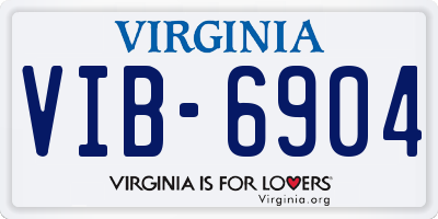 VA license plate VIB6904