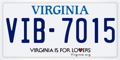 VA license plate VIB7015