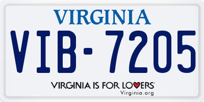 VA license plate VIB7205