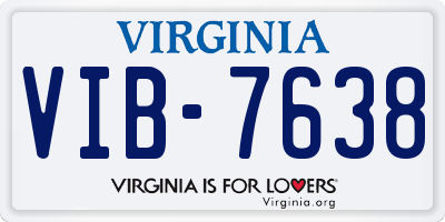 VA license plate VIB7638